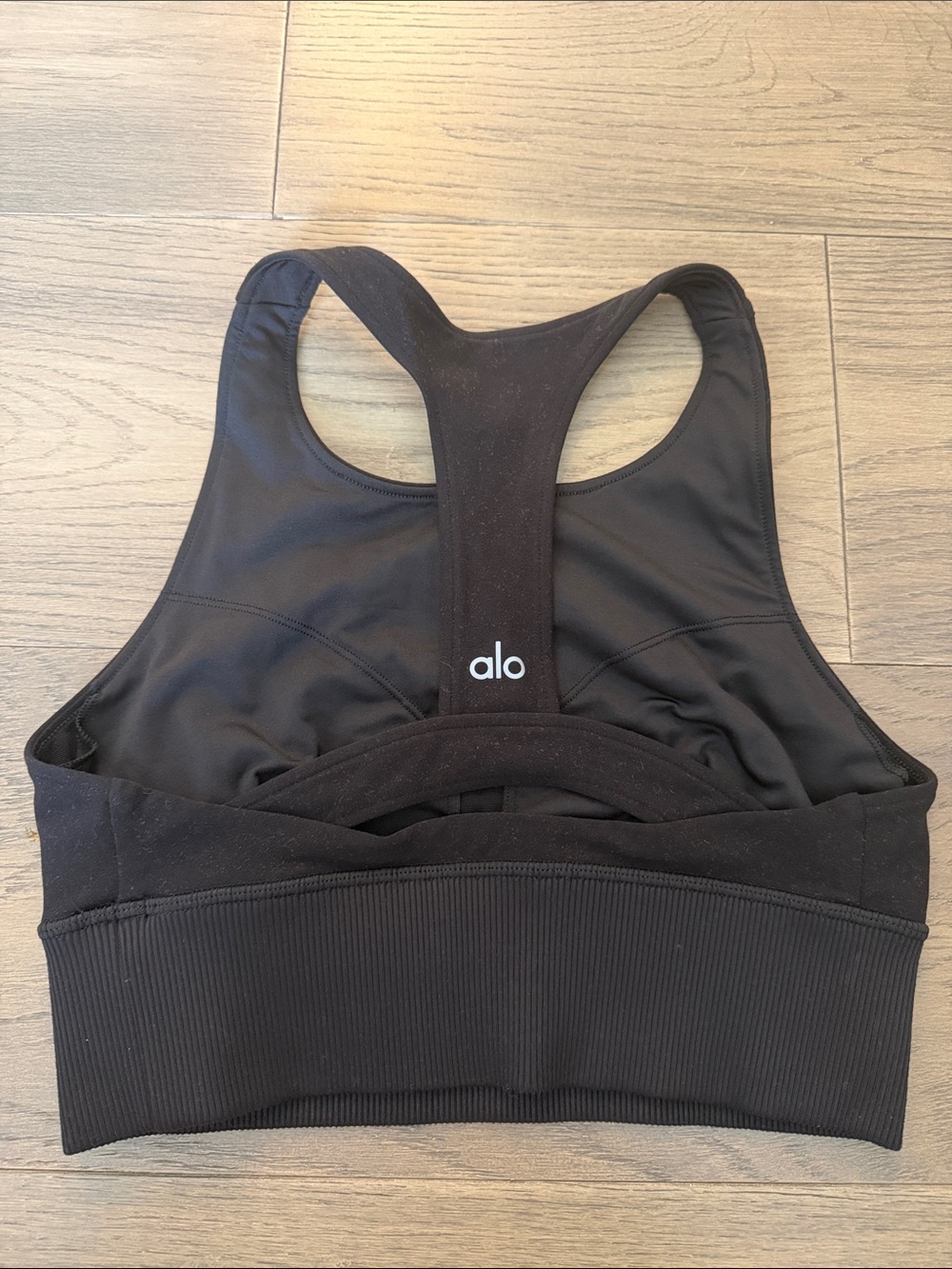 ALO Yoga Black Racerback Ribbed-Band Sports Bra